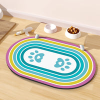 Cat Food Mat Small, 20''x12'' Absorbent Cat Feeding Mat - 24''x16'' / Blue Paw