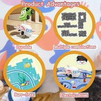 Ubegger puzzle car track set with puzzle road pieces, road signs and battery cars - view 25