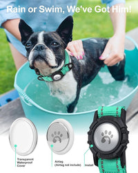 TagME Airtag Dog Collar,Waterproof Reflective Pet Collar with Airtag Holder,Soft Padded and Double D-Rings for Puppy,Turquoise