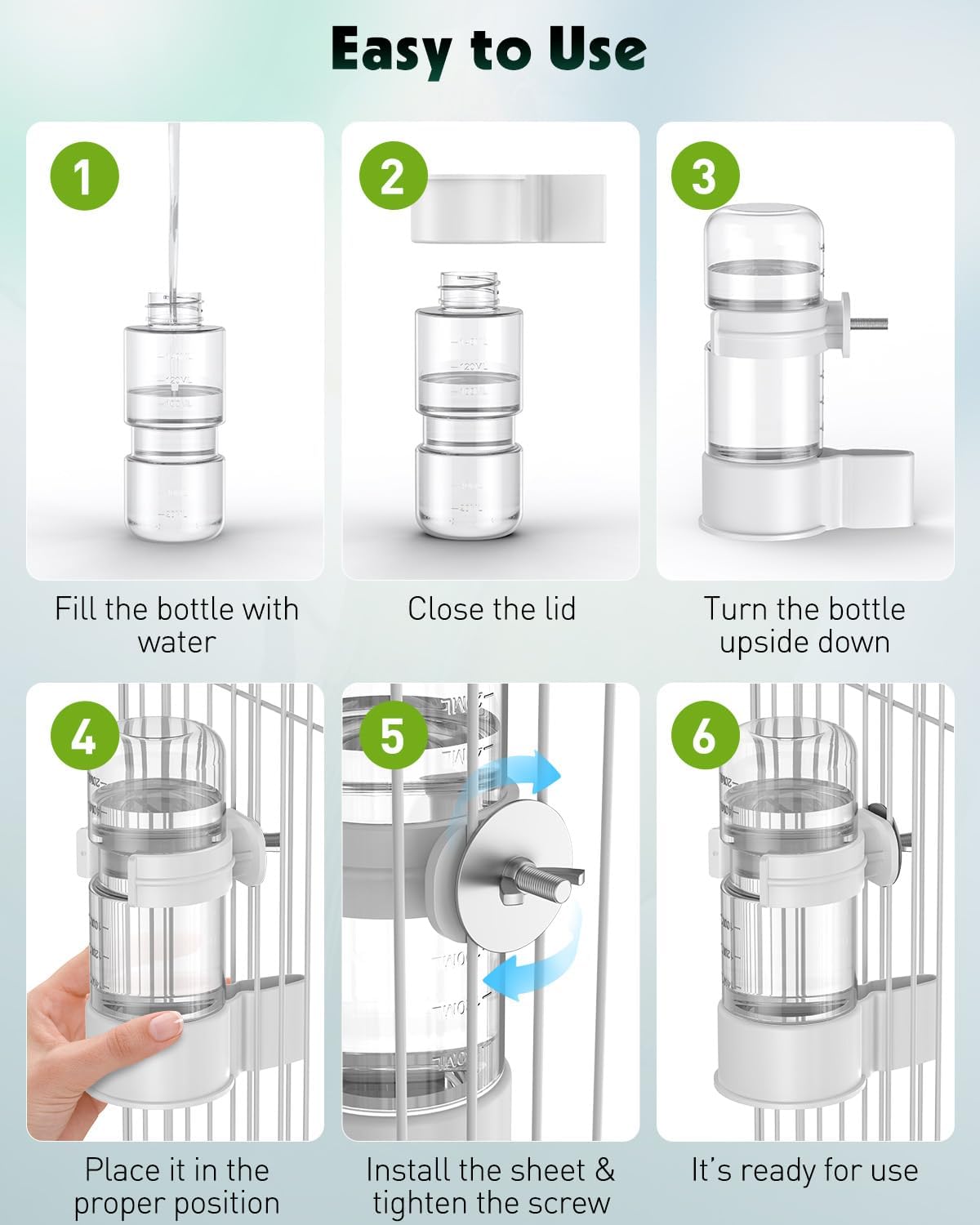 Pawfly 2 Pcs Bird Water Dispenser, Automatic Water Feeder - 1 PC / White - image 4