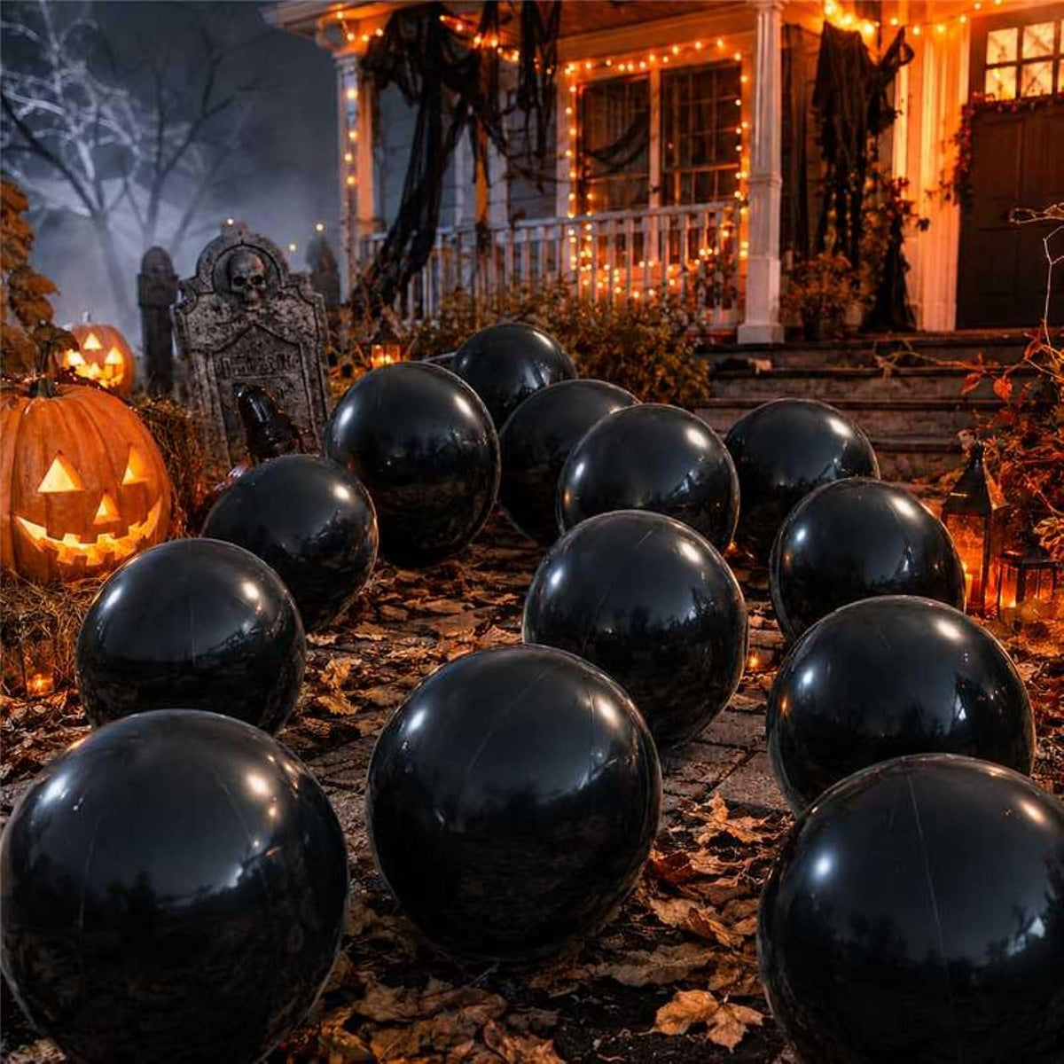 Yinder 24 Pcs Clear Beach Balls Inflatable Bubble Ball Decorations - Fresh / Black