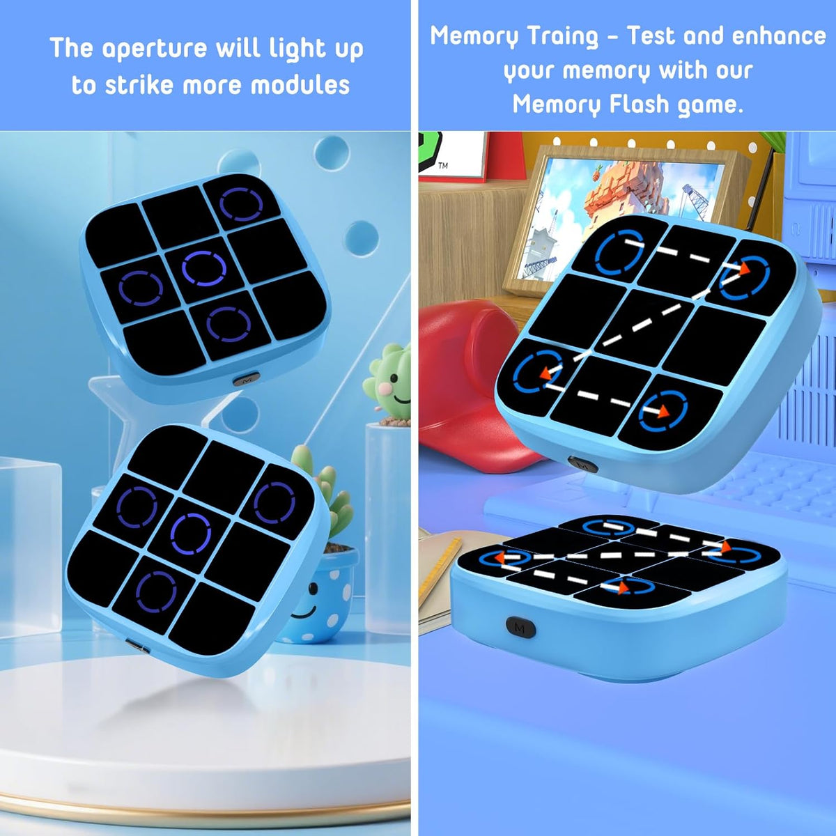 Tic-Tac-Toe Bolt Game, 4-in-1 Handheld Puzzle Games Console, Electronic Tic-Tac-Toe Game - Blue / M(Classic) - image 4