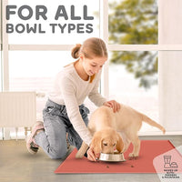 Dog Food Mat - 28x18 Raised Edges Dogs Mat for Food and Water Prevent Spill, Waterproof Cat Food Mats Protect Floors, Easy Clean Dog Bowl Mats for Food and Water, Silicone Pet Feeding Placemats