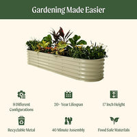 Vego garden Raised Garden Bed Kits, 17" Tall 9 in 1 8ft X 2ft Metal Raised Planter Bed for Vegetables Flowers Ground Planter Box-Modern Gray