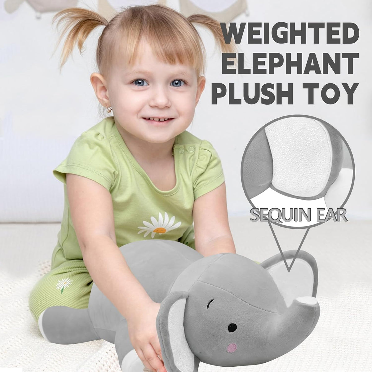 CSVBTRF Weighted Stuffed Animals - Grey Elephant - image 4