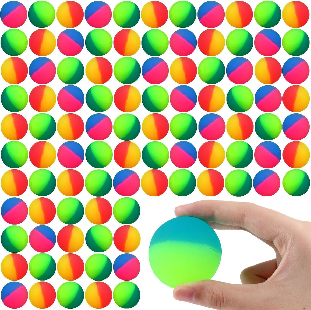 Jenaai 50 pack 45 mm two-color rubber bouncy balls - view 2