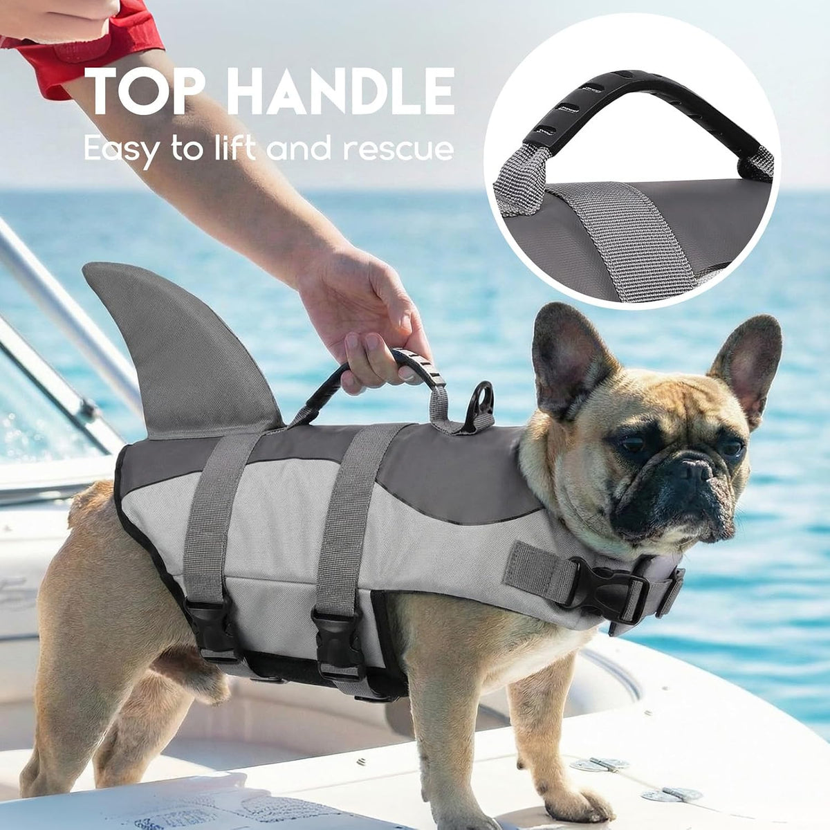 ASENKU Dog Life Jacket, Pet Safety Vest for Swimming & Boating - Large / Grey - image 4