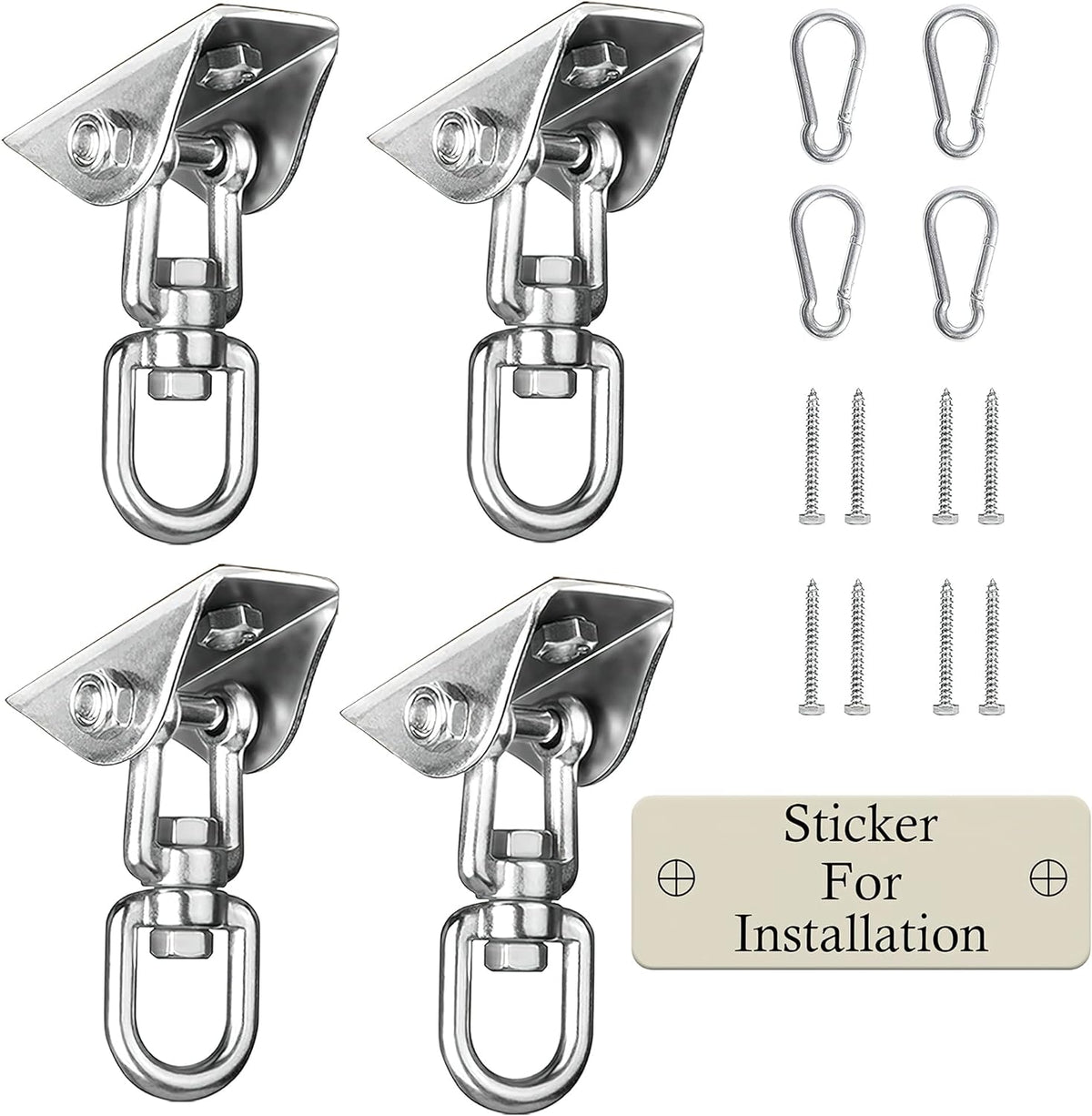 Heavy Duty Swing Hangers for Wooden Sets 2000 LB Capacity Hammock - Silver / 4 Packs