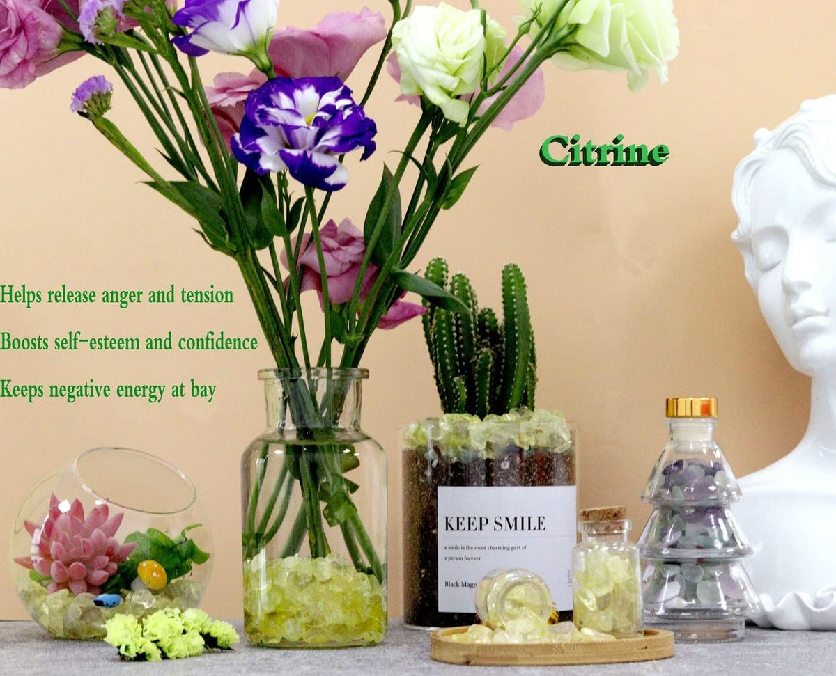 Fluorite Aquarium Gravel Rocks Natural Tumbled Healing Crystal Chips - Citrine / 0.44 Pound - image 2