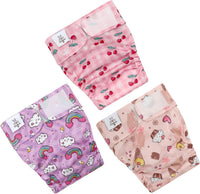 CuteBone Washable Dog Diapers Female No Tail Hole 3 Pack Reusable - For docked-tail, Cherry&rainbow&dessert / S - image 2