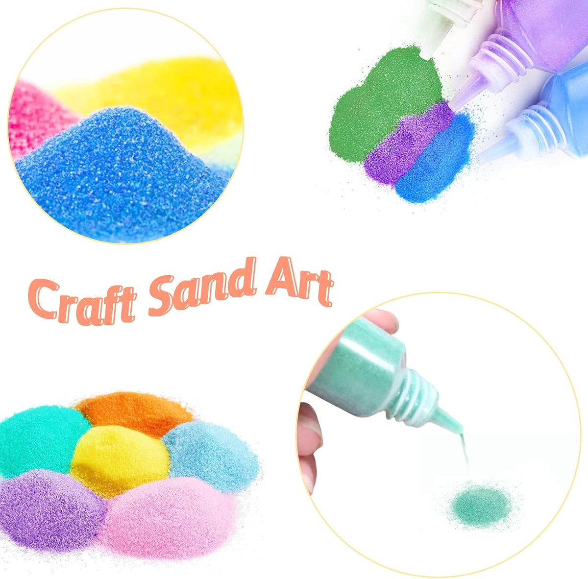 Niurewan 24 PCS Art Sand, DIY Sand Arts and Crafts Kit - 24 Colors - image 3