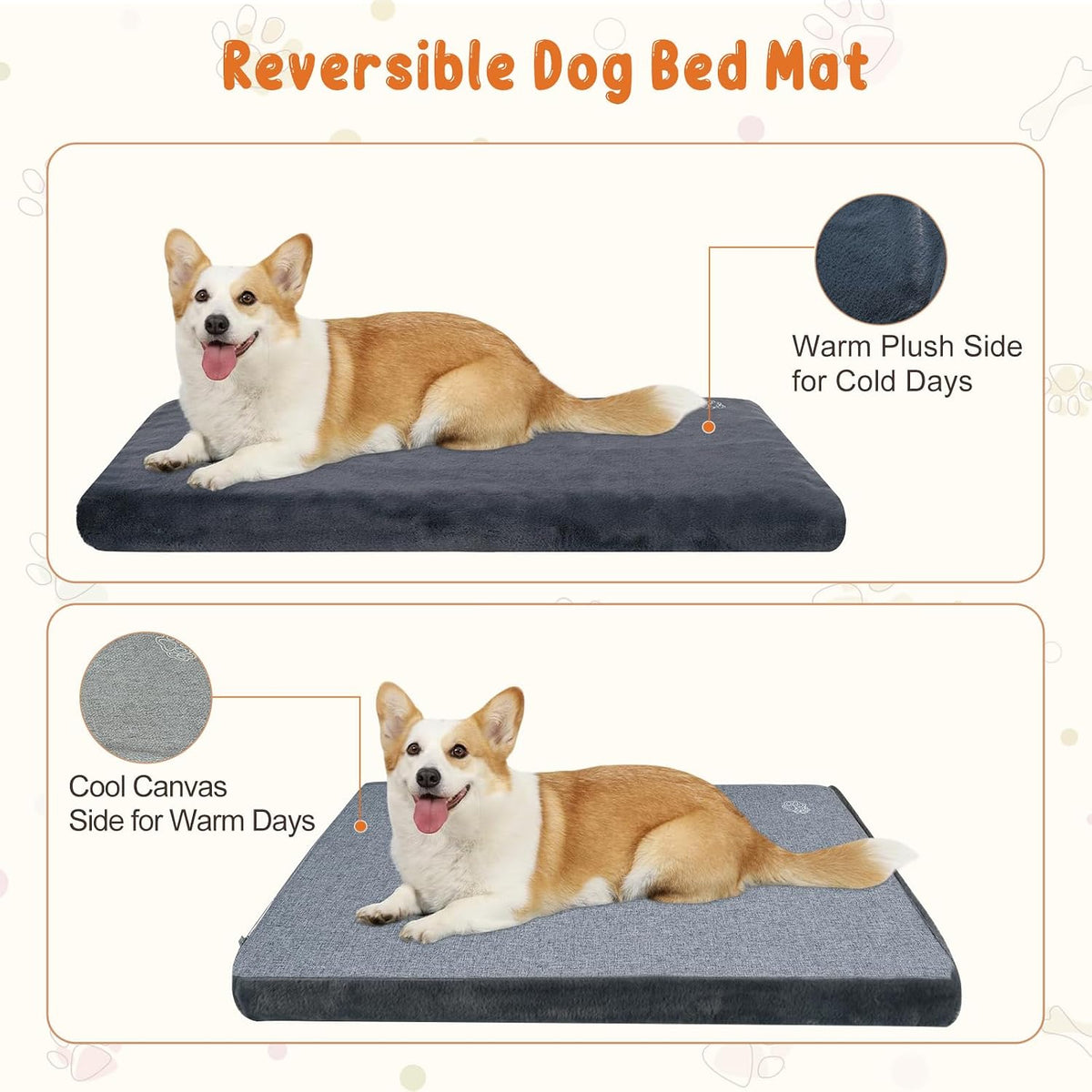 EMPSIGN Dog Bed Mat Crate Pad Mattress, Ultra Soft Pet Kennel - Grey / M(29"*18"*3") - image 3