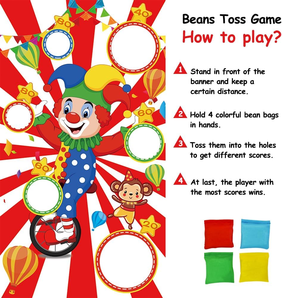 TONIFUL carnival toss game banner with 6 holes and 4 colored bean bags - view 4