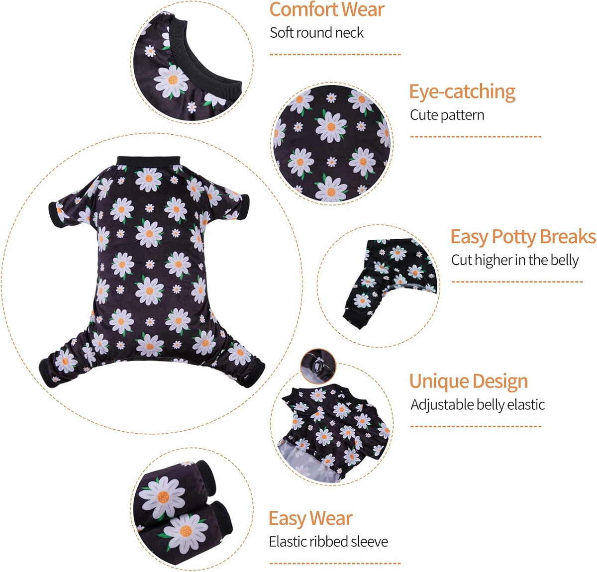 CuteBone Small Dogs Outfit Soft Puppy Onesies Pjs Christmas Dog - Daisy / X-Small - image 2