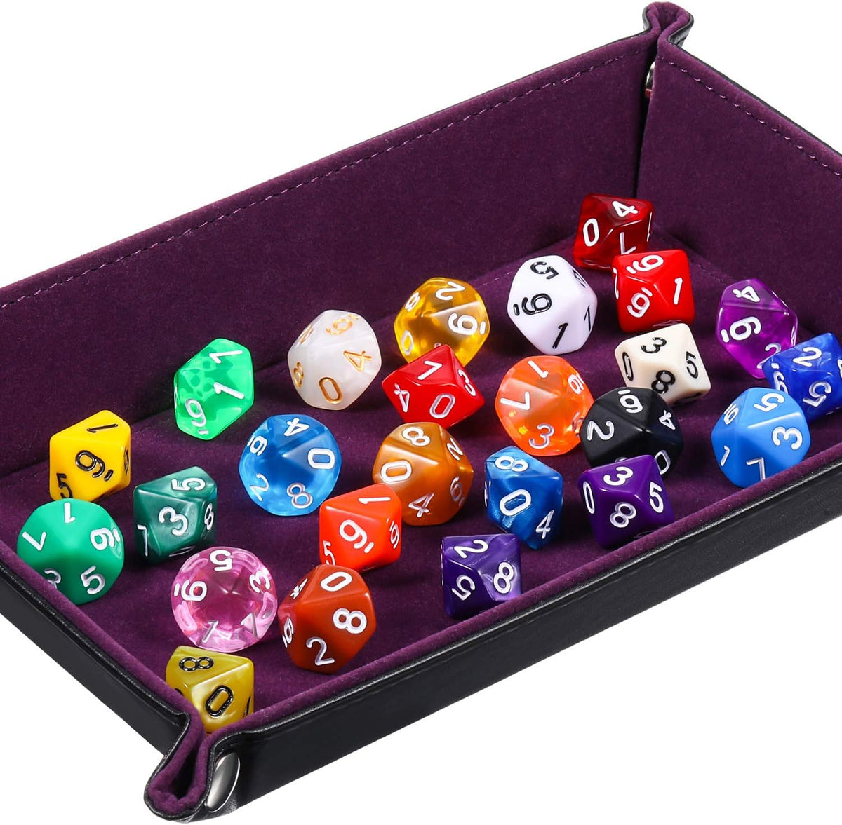 TecUnite 25 Pcs Polyhedral Dice Set, Transparent Mixed Color - Mix Color / 10 Sides - image 3
