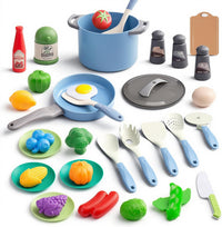 35Pcs Kids Kitchen Toy Accessories - Blue / 35Pcs