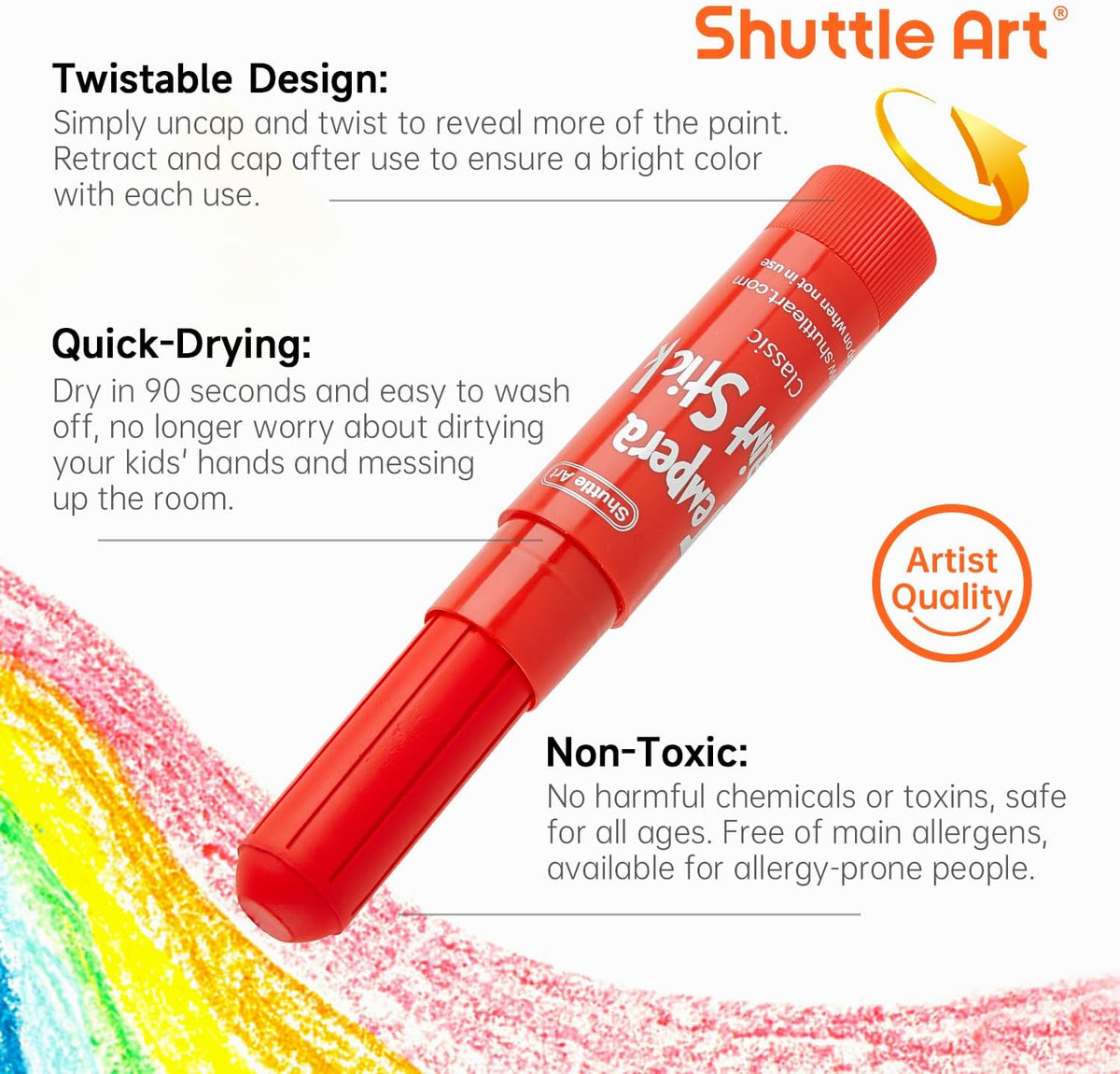 Tempera Paint Sticks, 15 Colors Solid Tempera Paint for Kids - 15 COlors - image 3