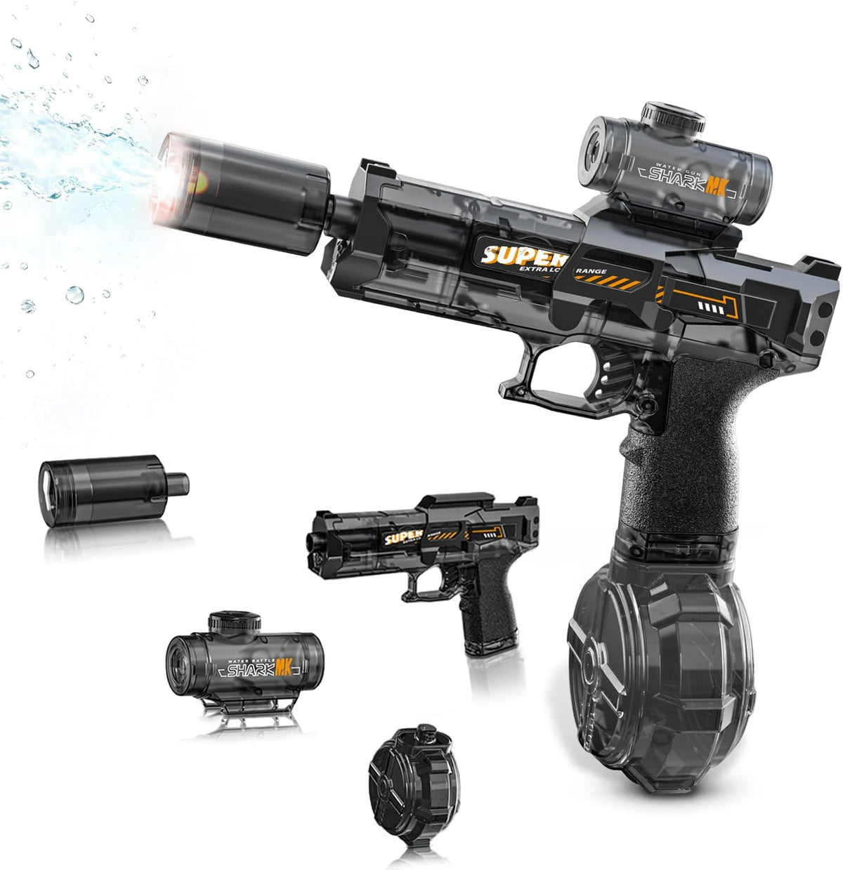 YRIOWMI black electric water gun with automatic squirt and multi-color LED lights - view 2