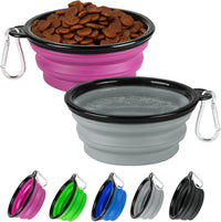 Collapsible Dog Bowl for Travel - Small / Grey+Purple