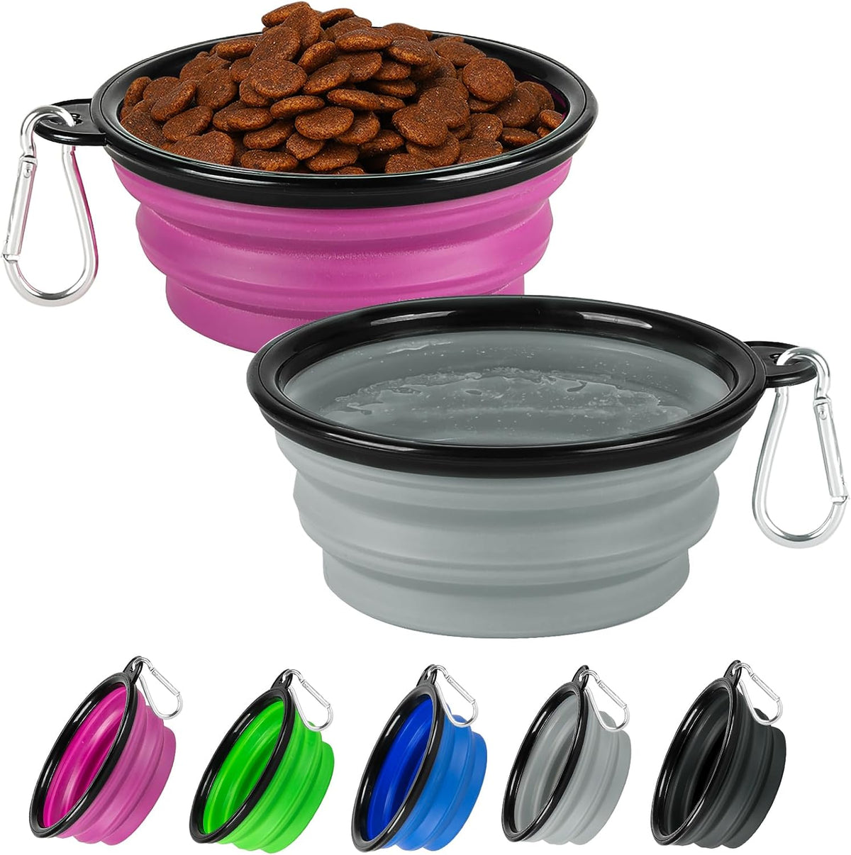Collapsible Dog Bowl for Travel - Small / Grey+Purple