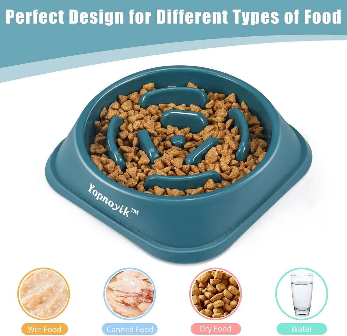 2 Pack Slow Feeder Dog Bowls for Medium Dogs & Cats – Essentials for Dogs - Medium / Black and Navy Blue - image 3