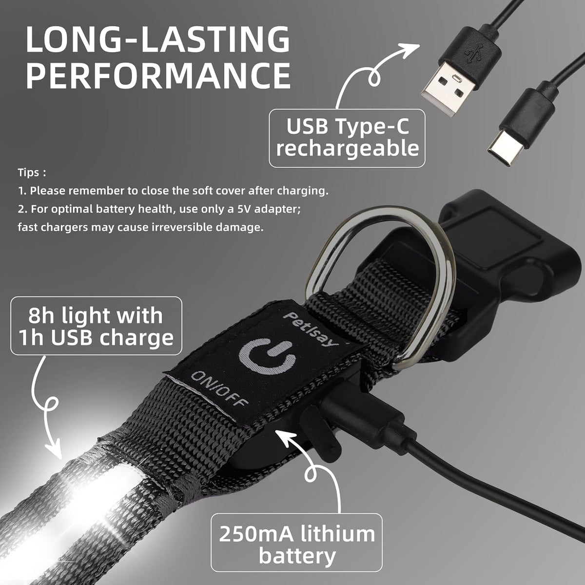 Super Bright LED Dog Collar, Waterproof Light up Collars – Essentials for Dogs - XS(Width:0.6",Length:8" - 11.5") / White - image 4