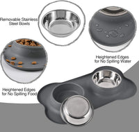 Dog Bowls 2 Stainless Steel Bowl for Pet Water and Food Feeder - 6½ oz ea / Gray - image 3