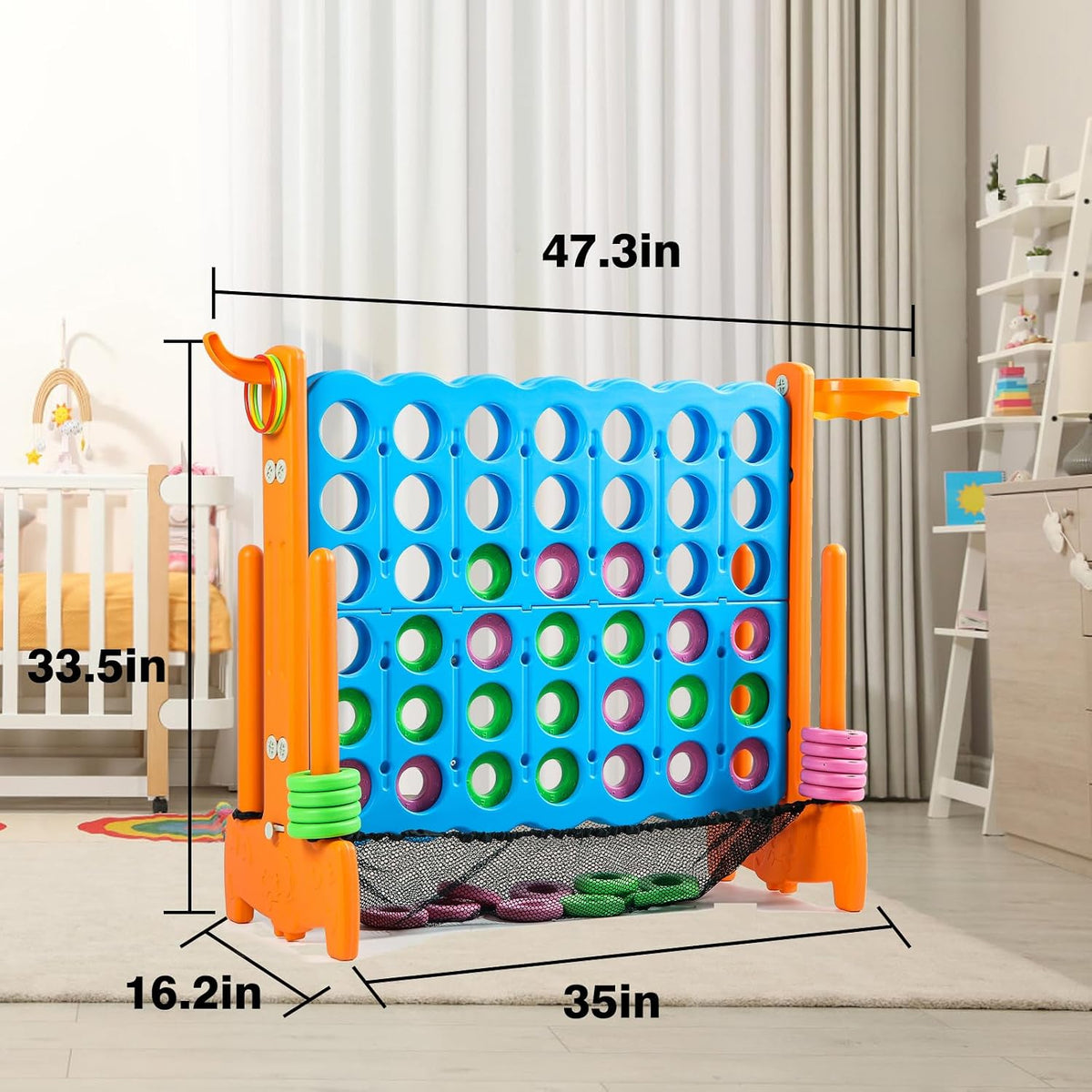 Giant 4 Row Game with Carrying Bag and Mesh Fabric .Giant 4-to-Score - Orange - image 4