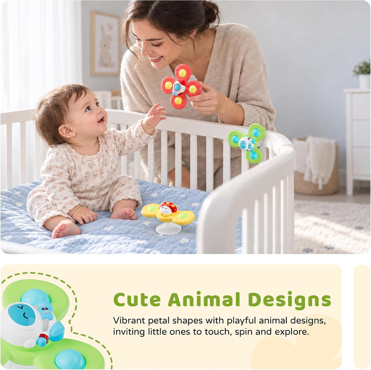 LiKee Strong Suction Cup Fidget Rotating Sensory Bath Toys for Baby - Space - image 4