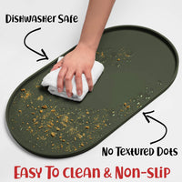 DogBuddy Dog Food Mat, Waterproof Dog Bowl Mat - 19"L x 11"W / Khaki Green - image 3