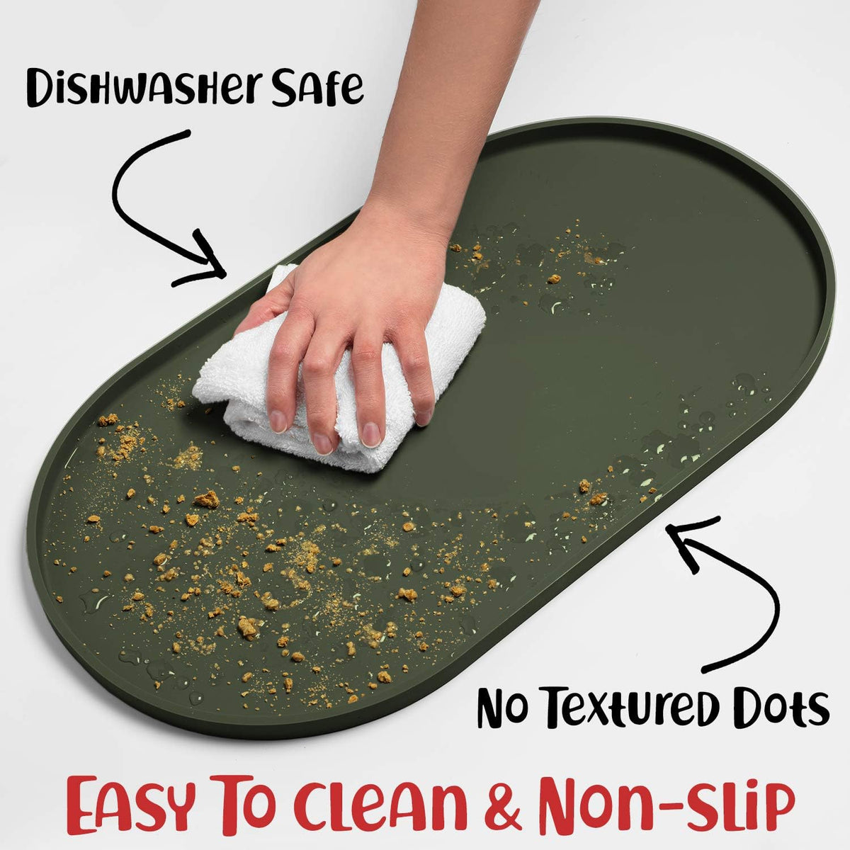 DogBuddy Dog Food Mat, Waterproof Dog Bowl Mat - 19"L x 11"W / Khaki Green - image 3