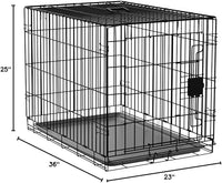 Amazon Basics Durable, Foldable, Collapsible, Portable Metal Wire Dog Crate with Tray, Single Door with Divider Panel, Easy to Assemble & Clean, 36 x 23 x 25 in, Black