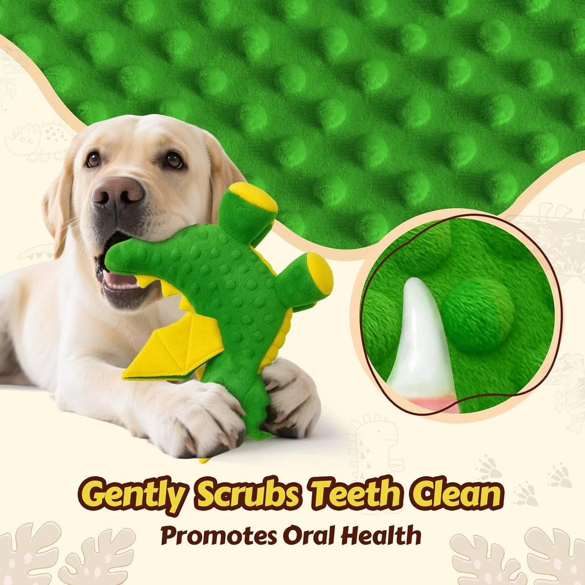 Squeaky Dog Toy, Plush Dragon with 5 Squeakers and Crinkle Wings - Green & Blue - image 3