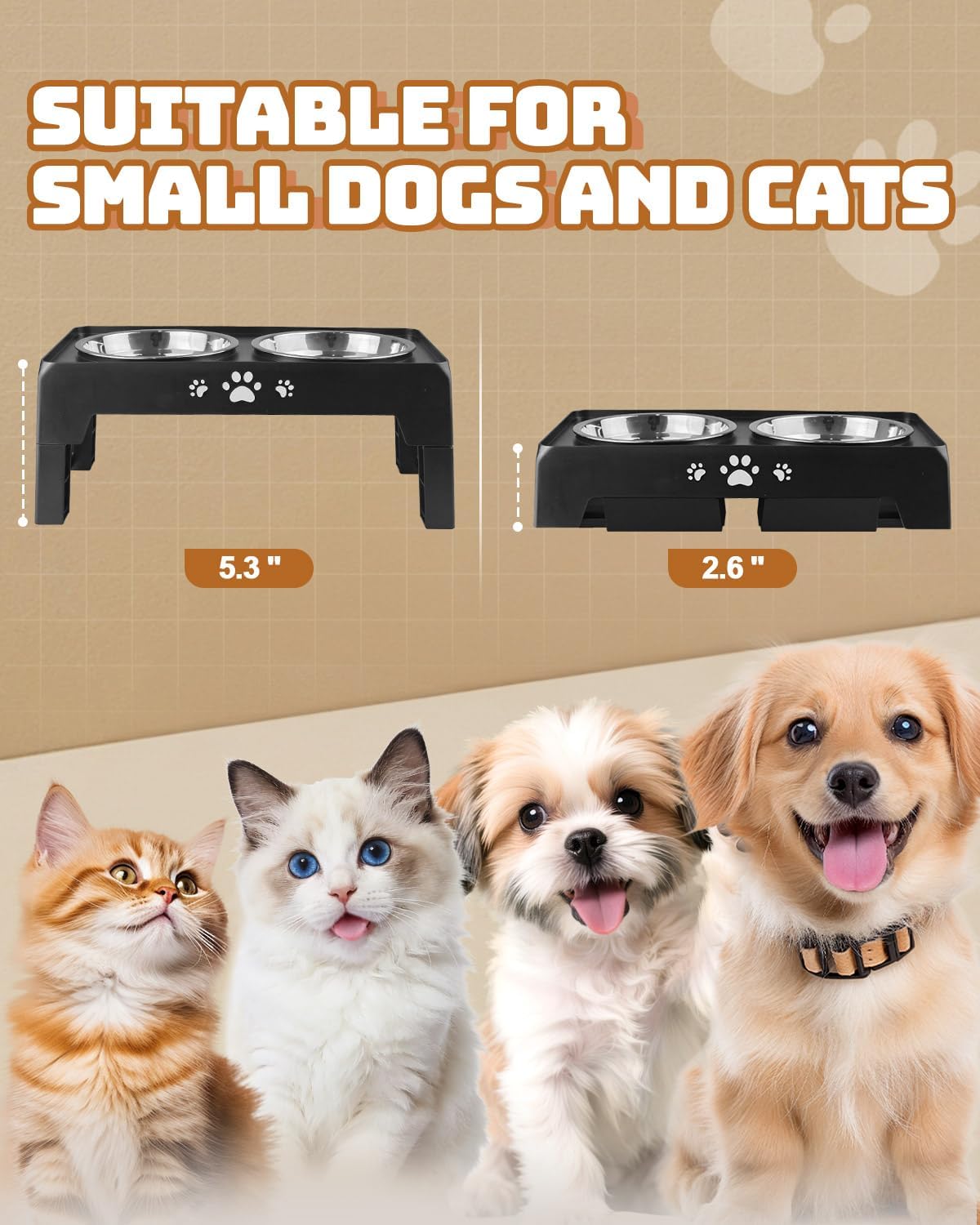 Elevated Dog Bowls for Medium Large Size Dogs - Black / Small / 2 Basic Bowls - image 2