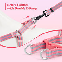 Stripe Step in Dog Harness for Small Dogs, Freedom Nylon Dog Halter Vests, Lightweight and Escape Proof Puppy Harness, Quick Fits for Small Medium and Large Dogs, Pink L