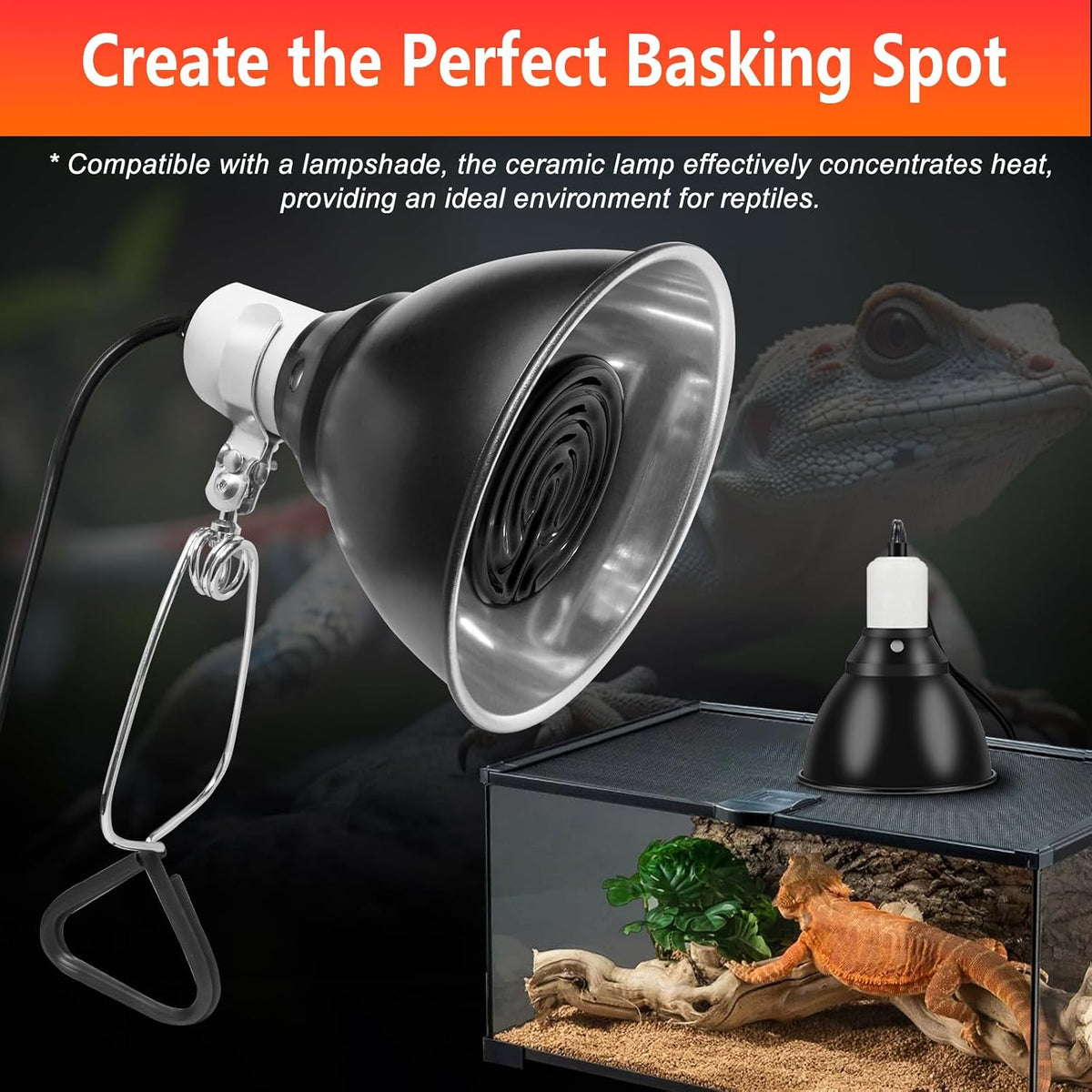 150W Reptile Heat Lamp, Pack of 2 Ceramic Heat Emitters for Reptile Geckos, Lizard, Iguana, Bearded - 60 Watts / 2pcs/Black - image 4