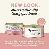 Applaws Natural Wet Cat Food in Broth, Limited Ingredient Canned Wet Cat Food, No Additives, Made with Natural Ingredients, Tuan Fillet & Salmon in Broth (24 x 5.5oz Cans)