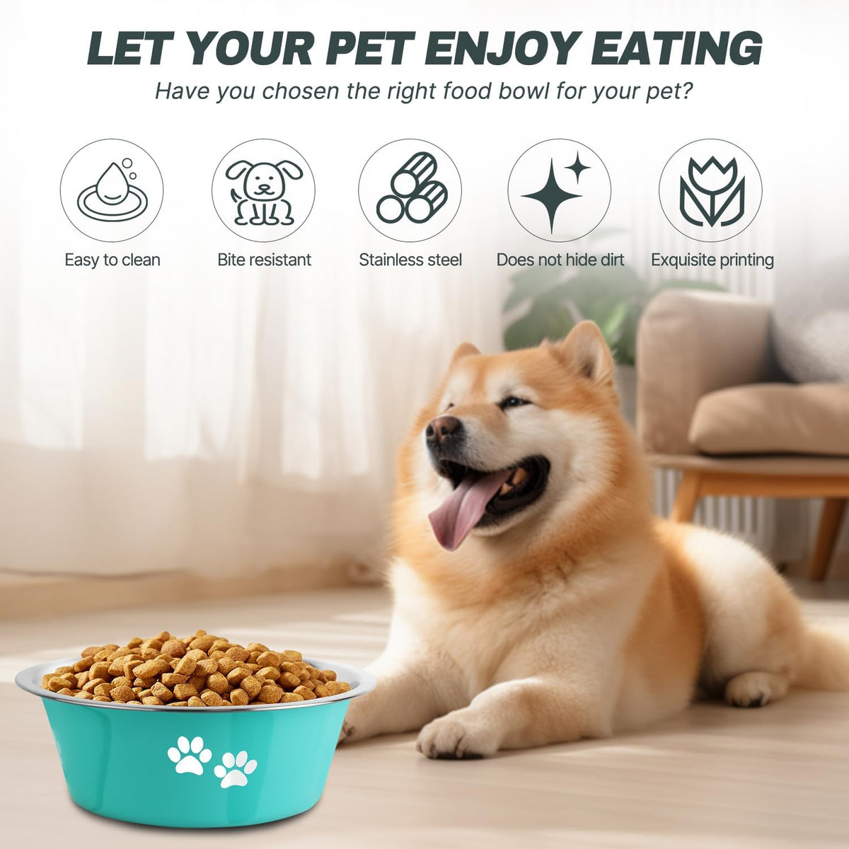 Stainless Steel Dog Bowls - Green / 8.5 Cups/71 OZ - image 4