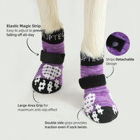 PUPTECK Anti-Slip Dog Socks with Double Sides Grips for Small Medium - Purple / Medium (4 Count) - image 2
