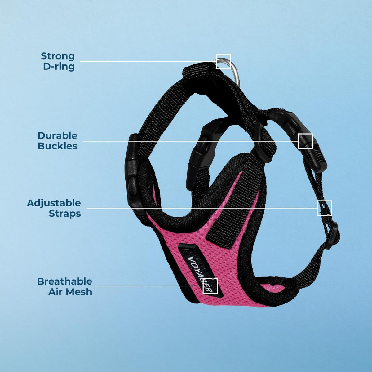 Voyager Step-in Lock Dog Harness, Pink - Harness (Fuchsia/Black Trim) / S (Chest: 15 - 18") - image 4