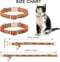 2 pack of orange and yellow autumn plaid cotton cat collars with breakaway buckle - view 3