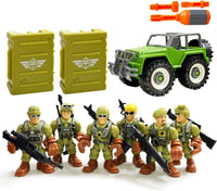 Army Men Action Figures, Soldiers Toys with Weapons for Boys 4-7 - Green+car