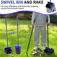 Pooper Scooper Large Swivel Bin & Rake with 160 Waste Bags - Blue（43“ Tall） - image 3