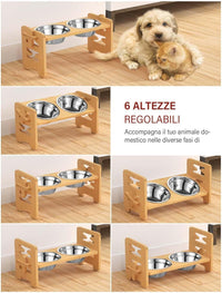 Elevated Dog Bowls, Raised Dog Bowl Stand Adjustable Small - Bamboo / Small / With Mat - image 3