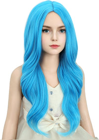 DUDUWIG long black wavy curly middle part wig for kids with wig cap - view 16