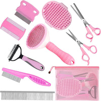 Dog Grooming Kit for Shedding, Bath Gloves - 10 PCS / Pink