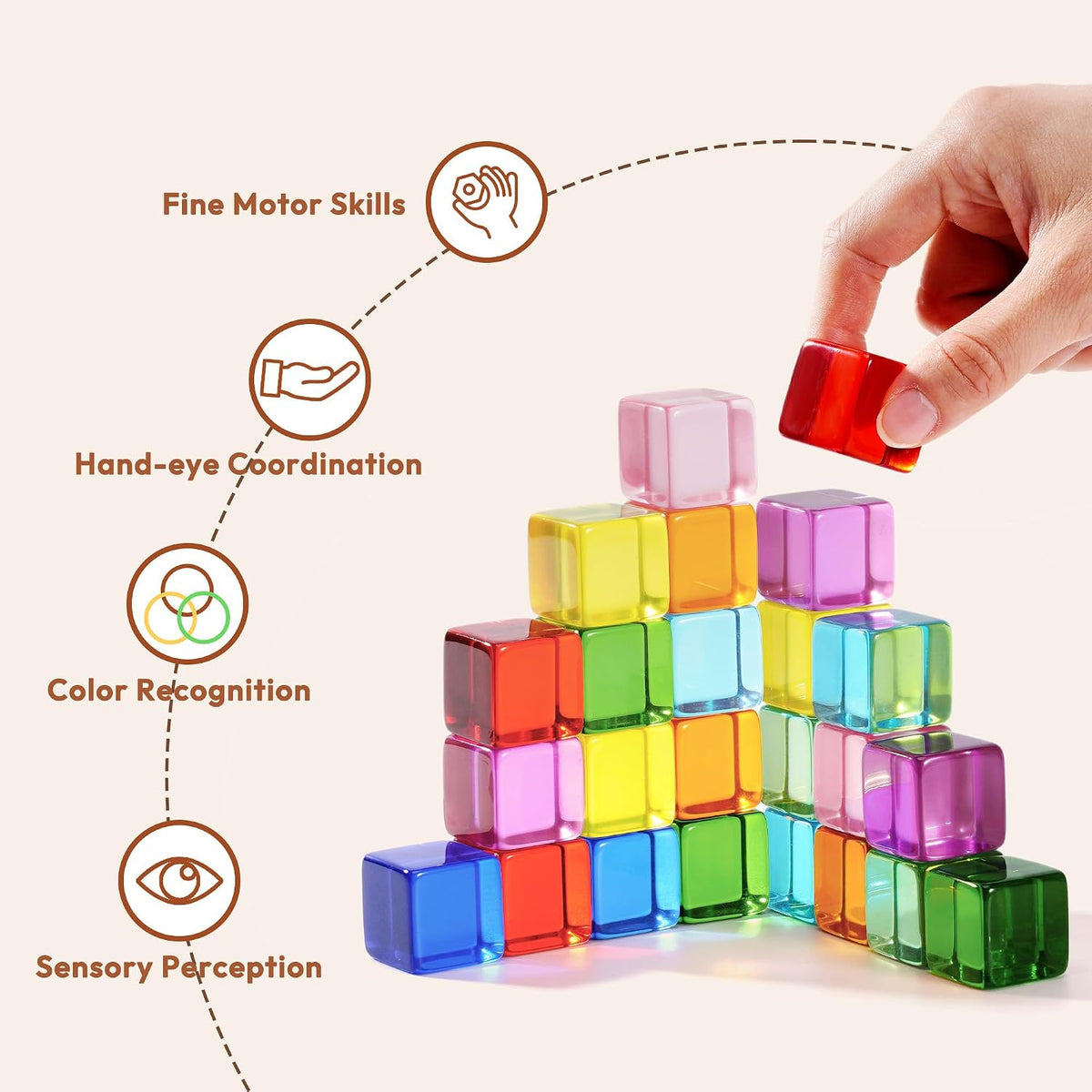 Woodtoe 24 PCS Rainbow Blocks Set - 24 PCS Rainbow Blocks - image 4