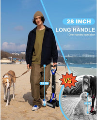 SZHLUX 28" Pooper Scooper, Foldable Dog Pooper Scooper with Unbreakable Material and Durable Spring for Grass and Gravel, Blue