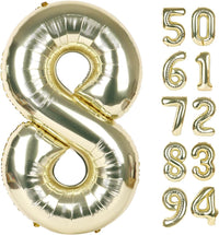 Navy Blue 1 Balloon, Number Balloon 40 Inch - Champagne Gold / Number 8