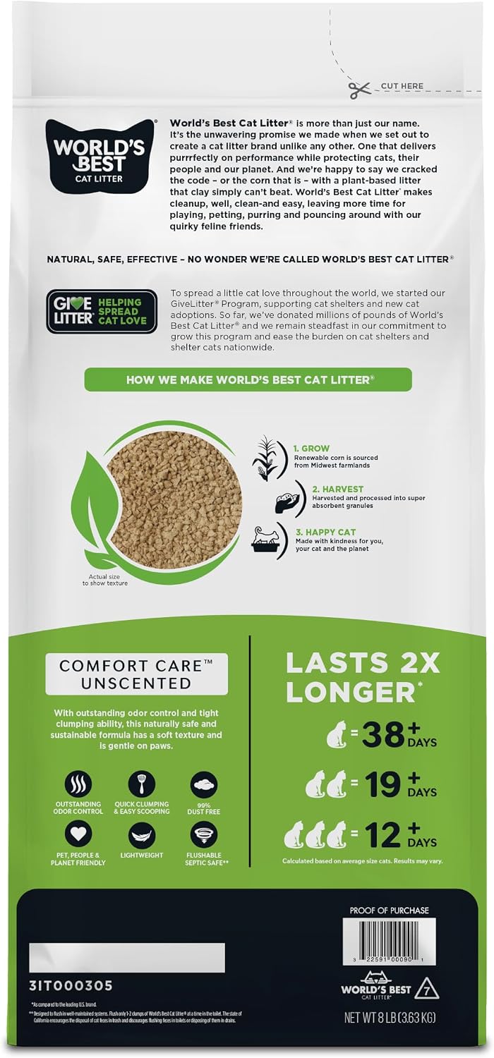 World's Best Cat Litter, Comfort Care, Unscented, Odor Control - 8 lb - image 4